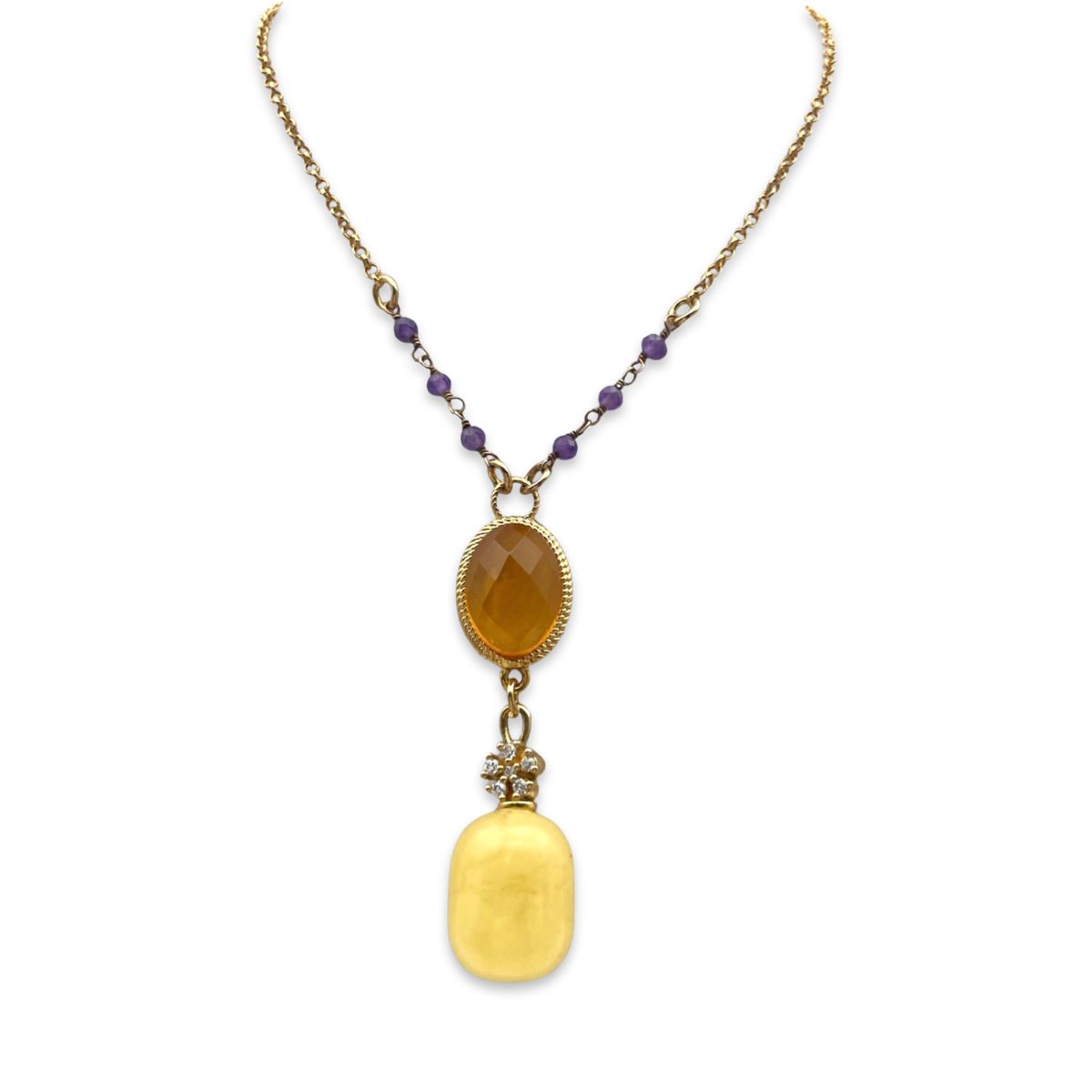 Amber gold plated necklace