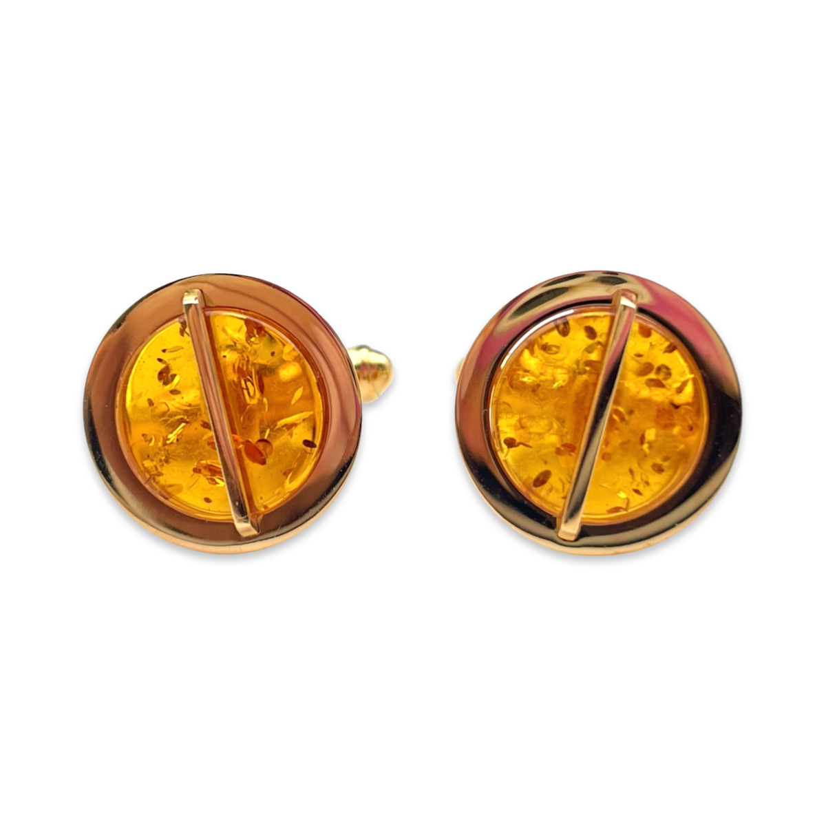 Gold-plated cufflinks with amber