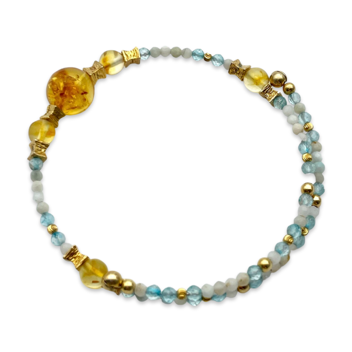 Gold plated amber multistone bracelet