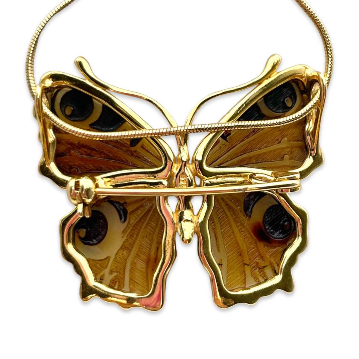 Gold-plated amber pendant Butterfly