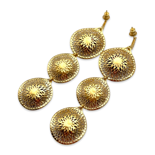 Gold-plated earrings with amber and zircons