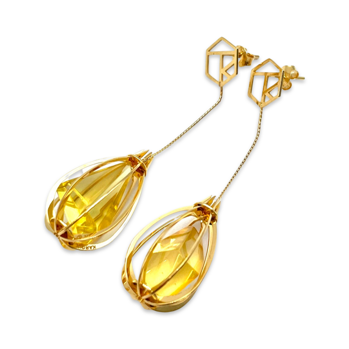 Gold plated amber earrings