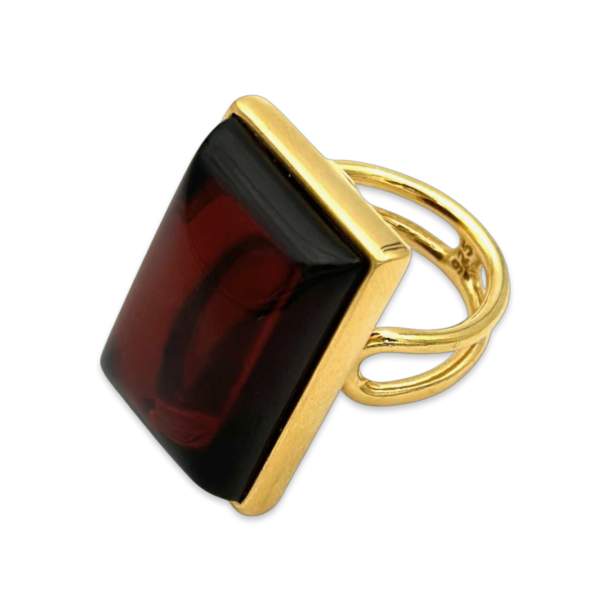 Gold plated amber ring