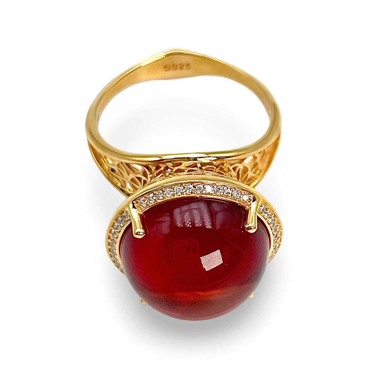 Gold plated amber ring