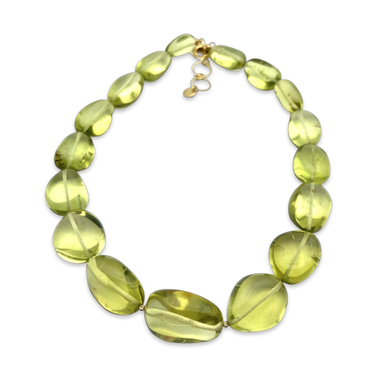 Green amber beads necklace