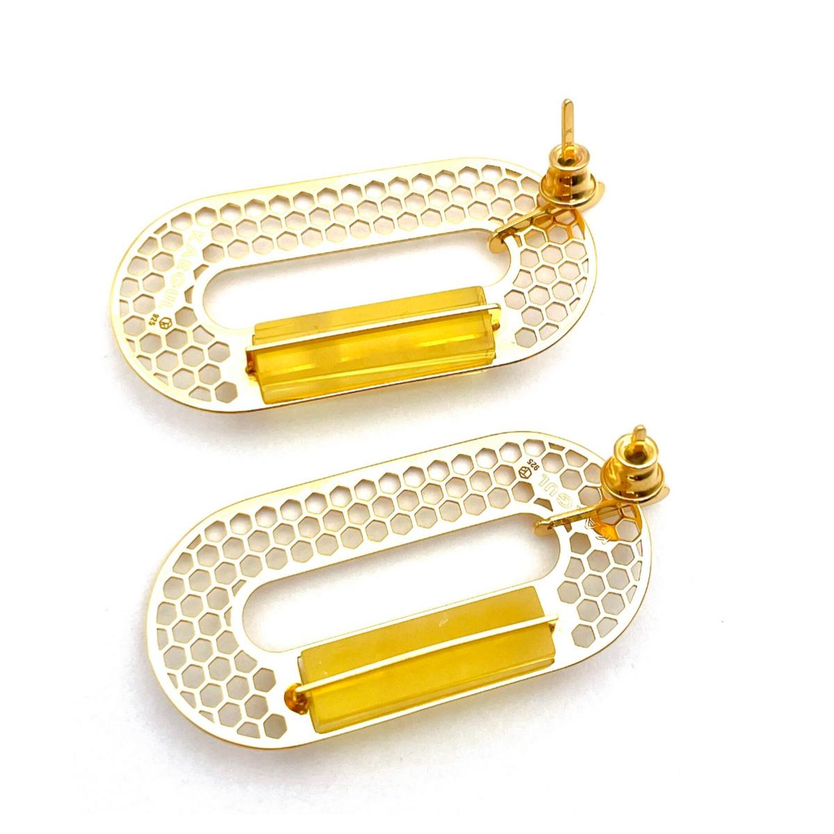 Gold plated amber earrings