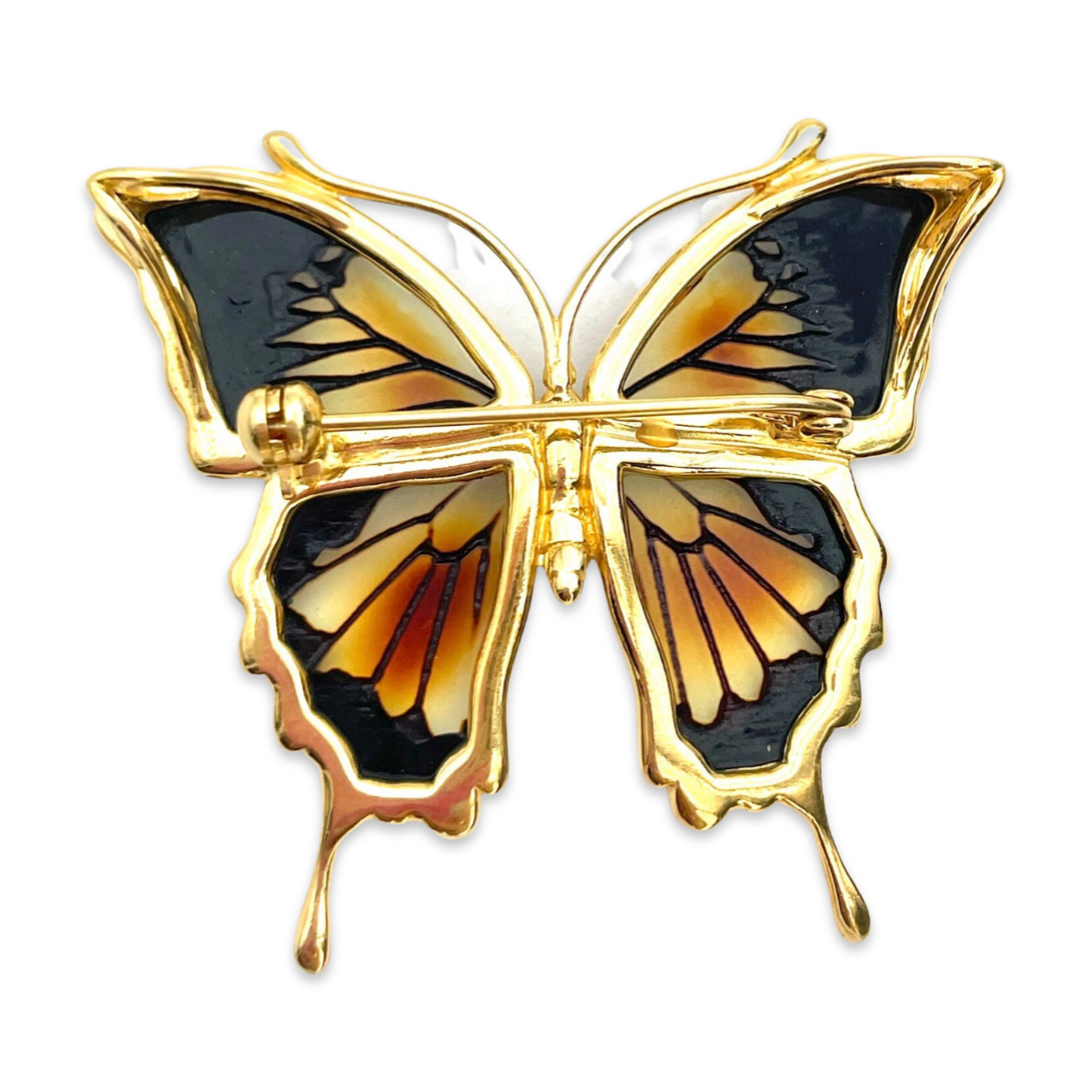 Large amber brooch pendant Butterfly