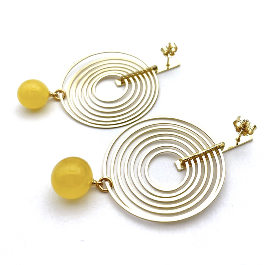 Gold plated earrings with amber