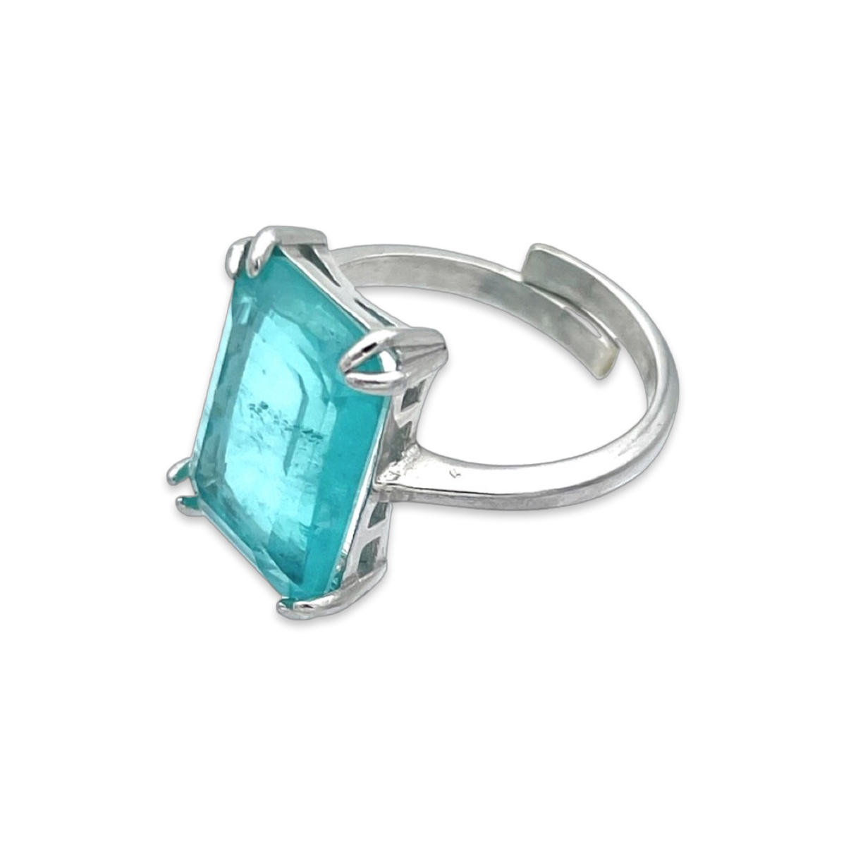 Silver ring with Paraiba stone