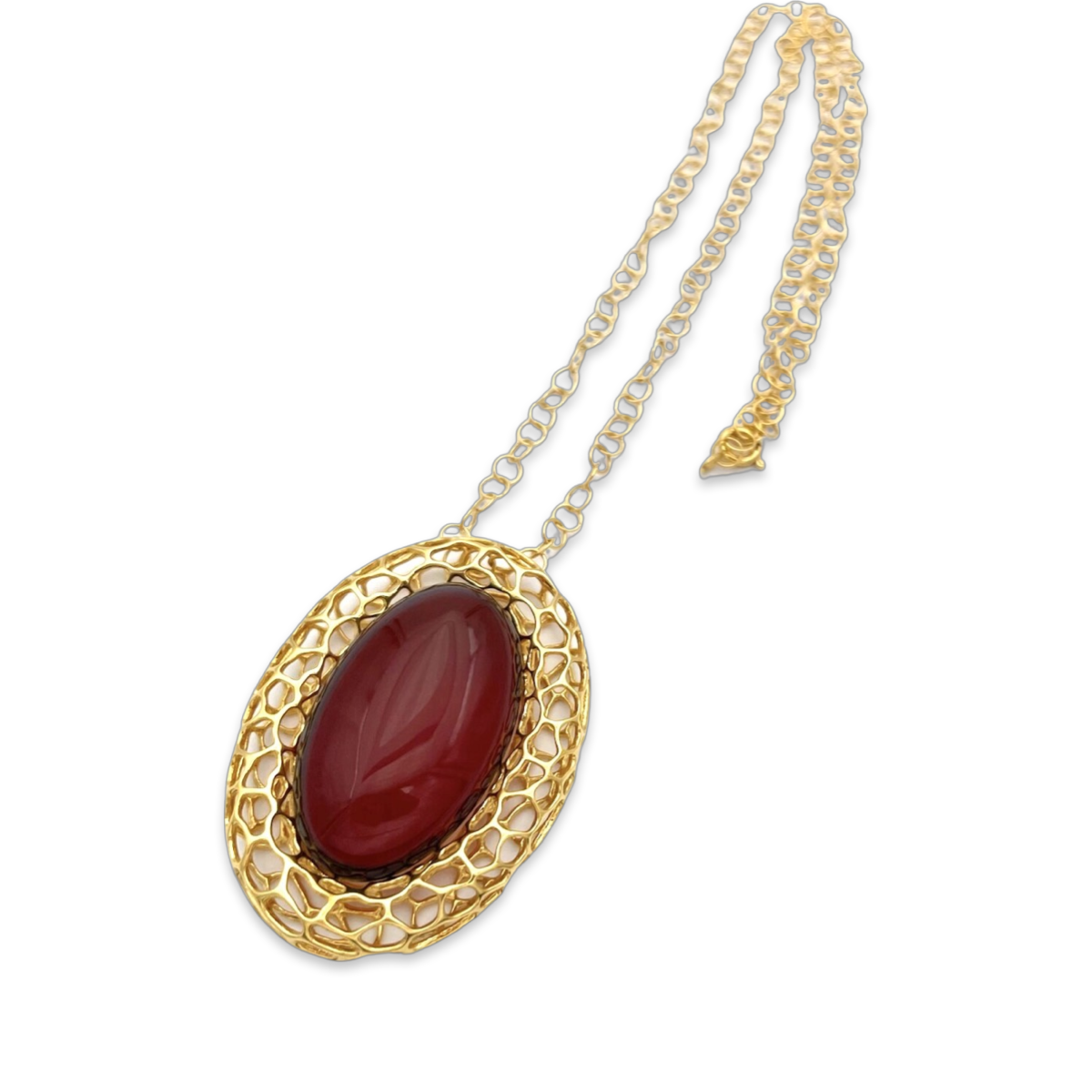 Gold plated necklace with Amber