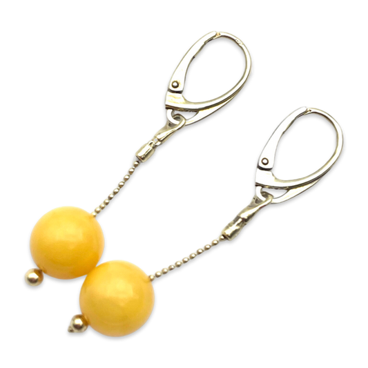 Silver earrings with amber