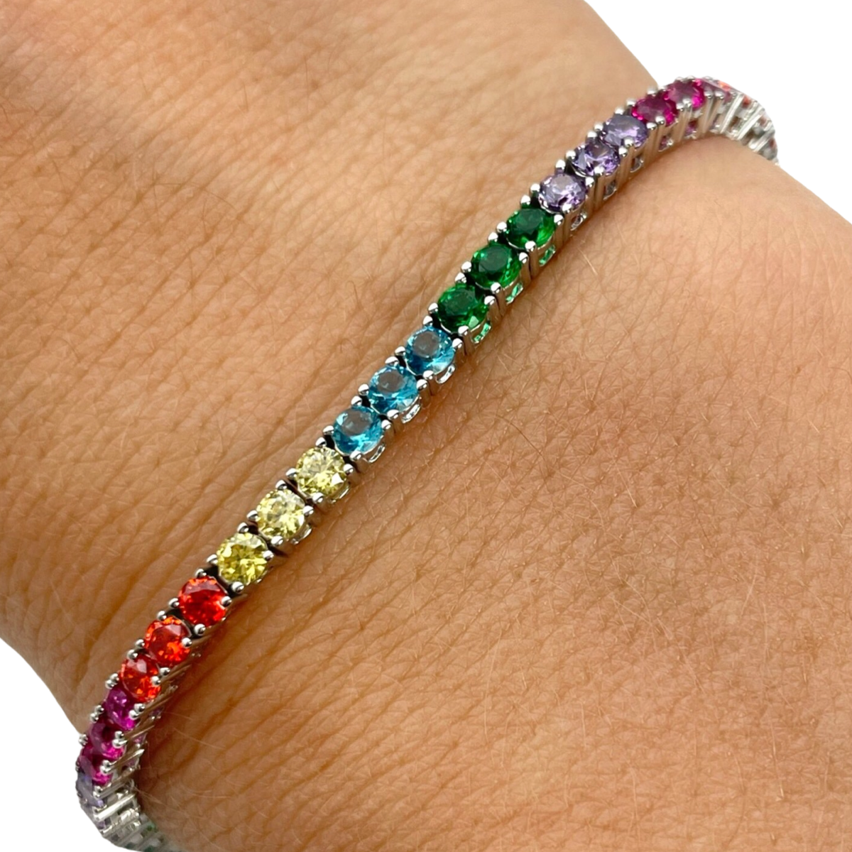 Rainbow Tennis Silver bracelet