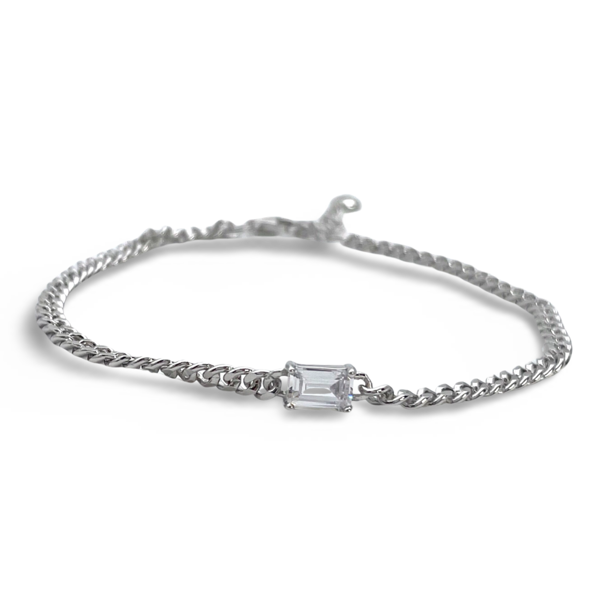 Emerald Cut Silver Bracelet