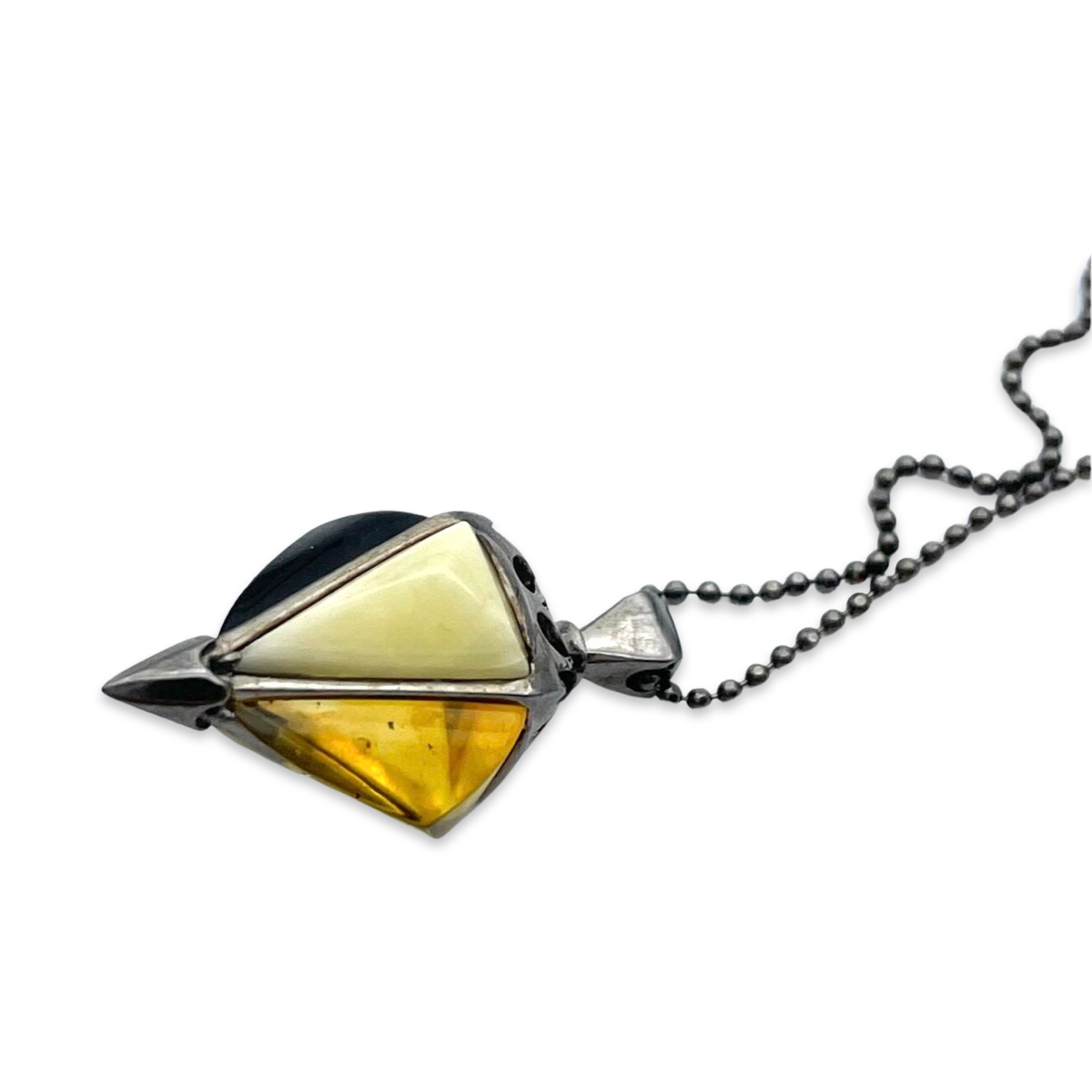 Silver necklace with amber