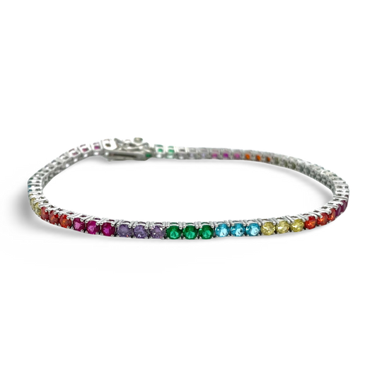 Rainbow Tennis Silver bracelet