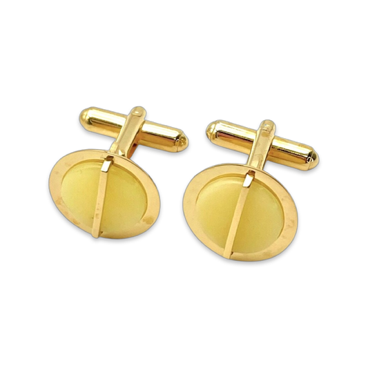 Gold-plated cufflinks with amber