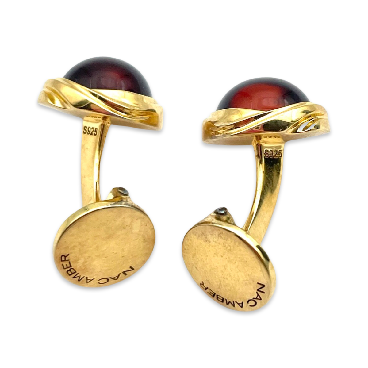 Gold plated amber cufflinks