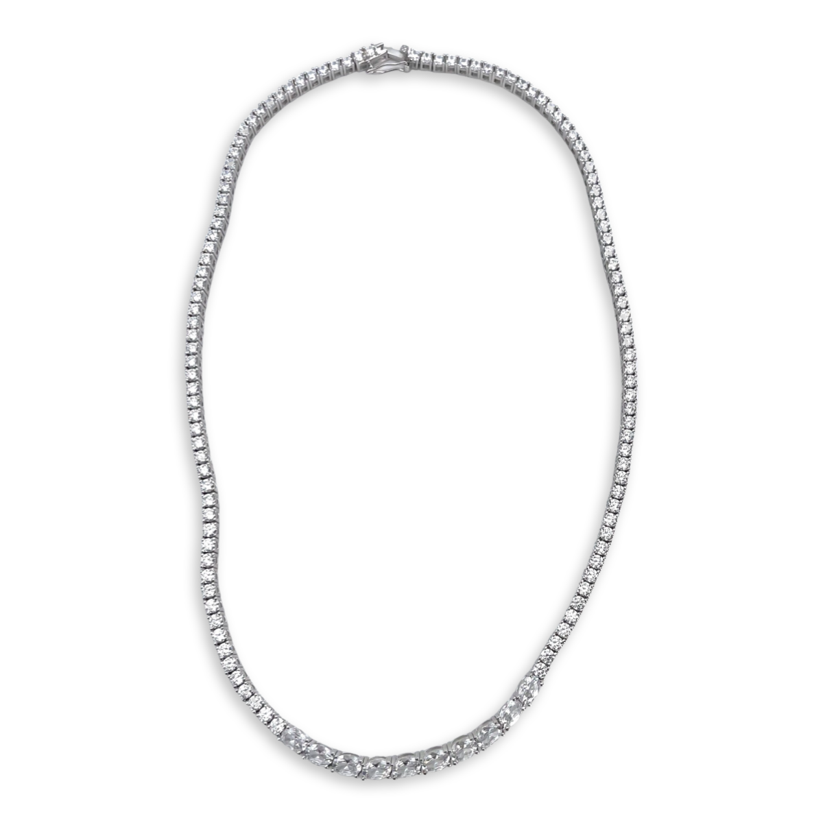 Silver Necklace with zircons