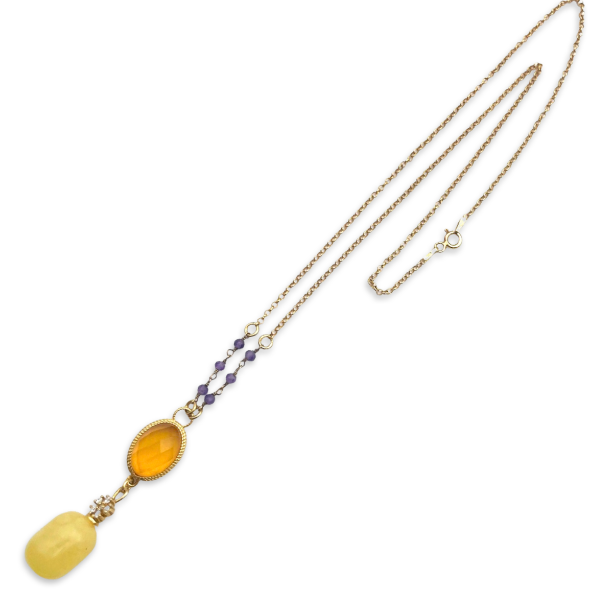 Amber gold plated necklace