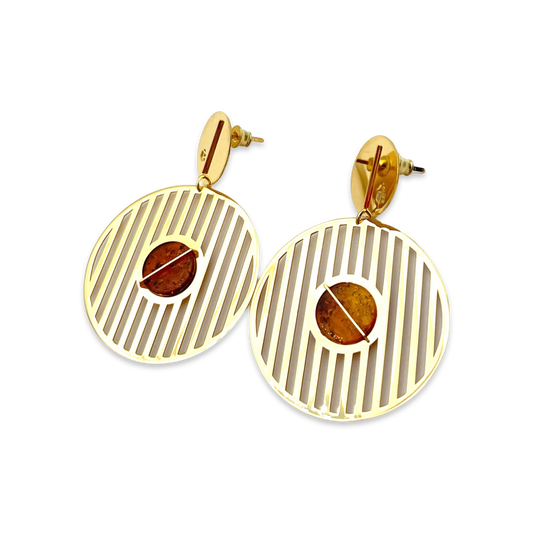 Gold plated amber earrings