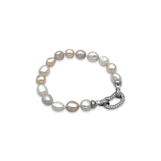 Silver pearl bracelet