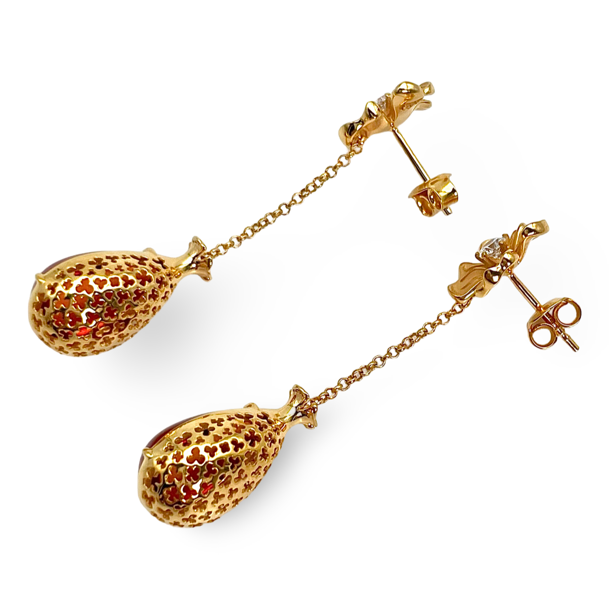 Gold plated amber earrings