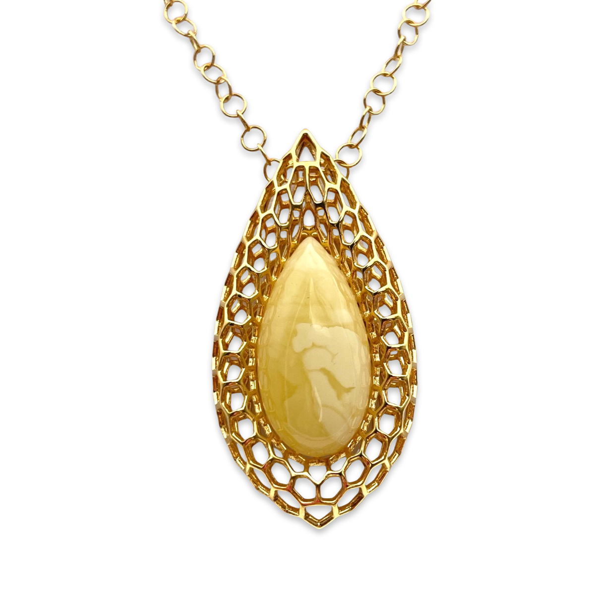 Amber gold plated necklace