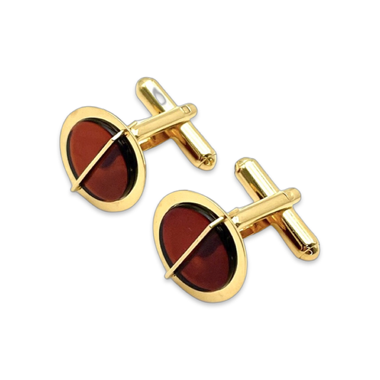 Gold-plated cufflinks with amber