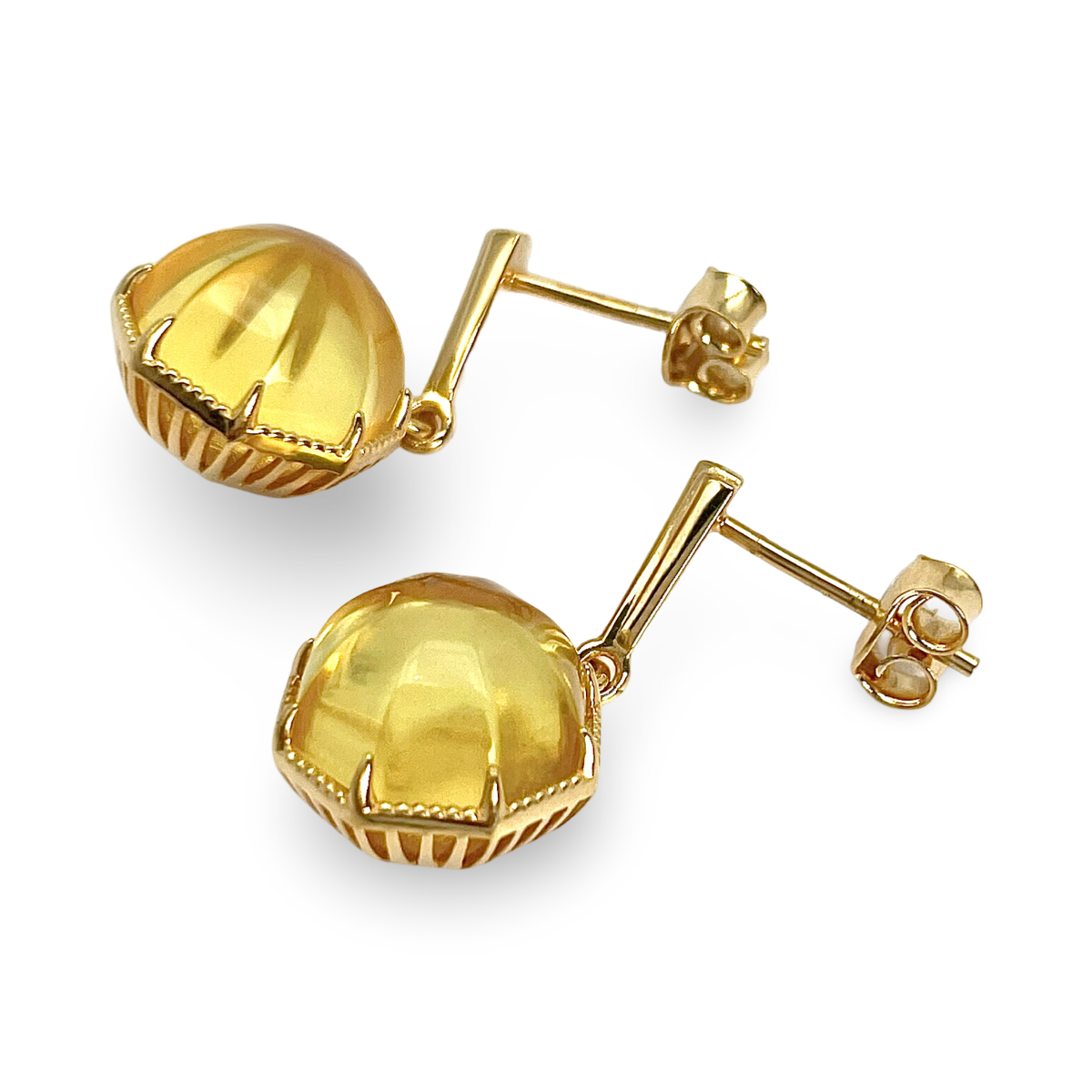 Gold plated amber earrings