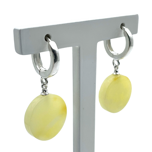 Silver amber earrings