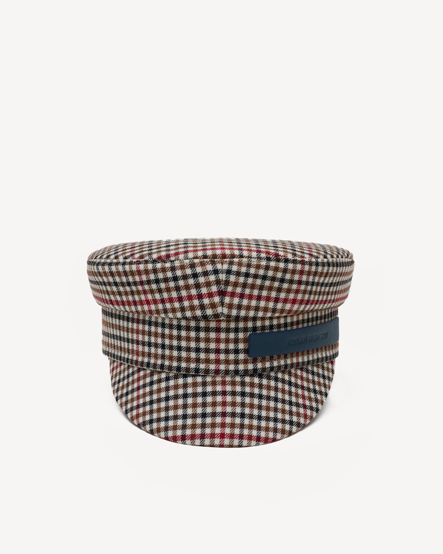 Gingham wool-blend baker boy cap