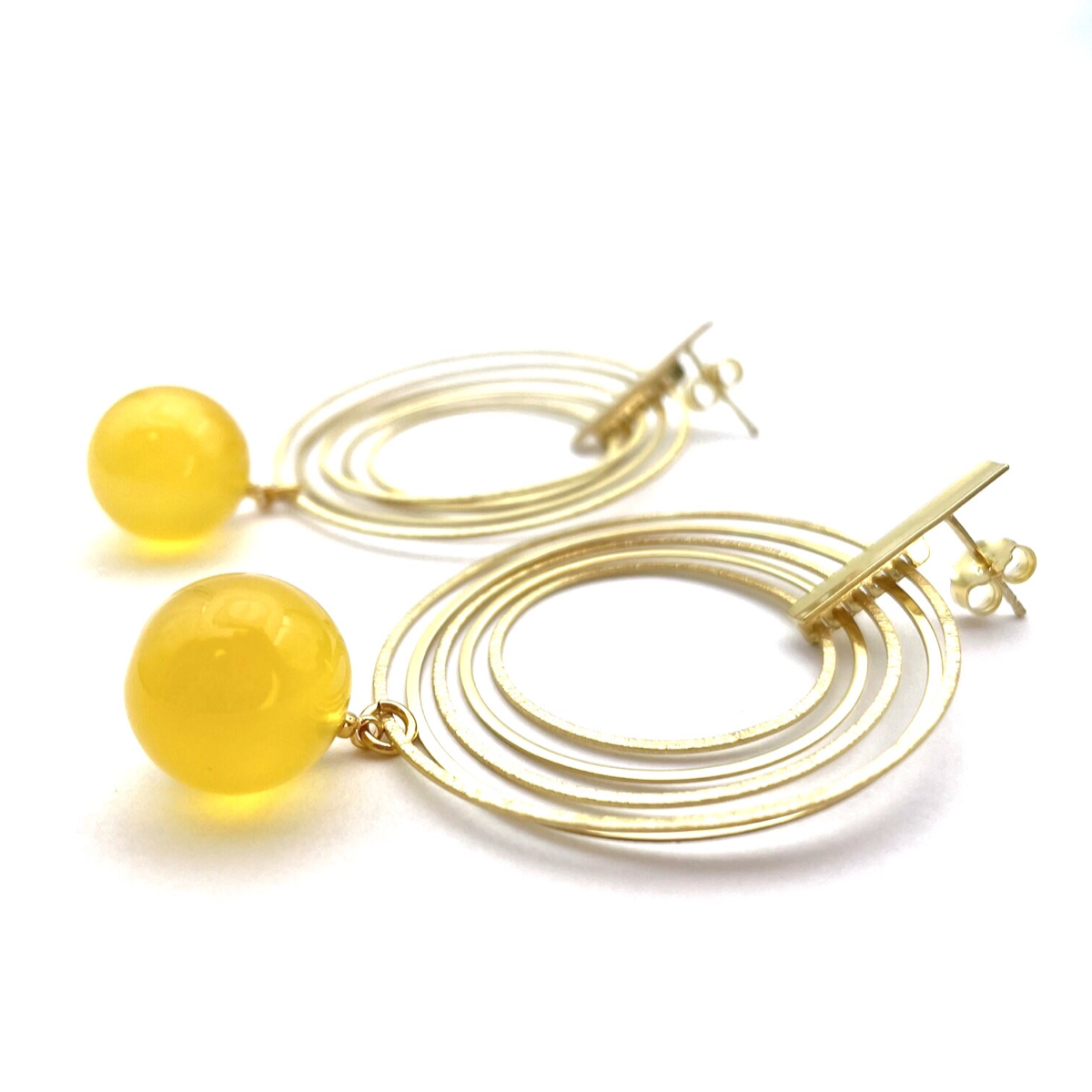 Gold plated earrings with amber