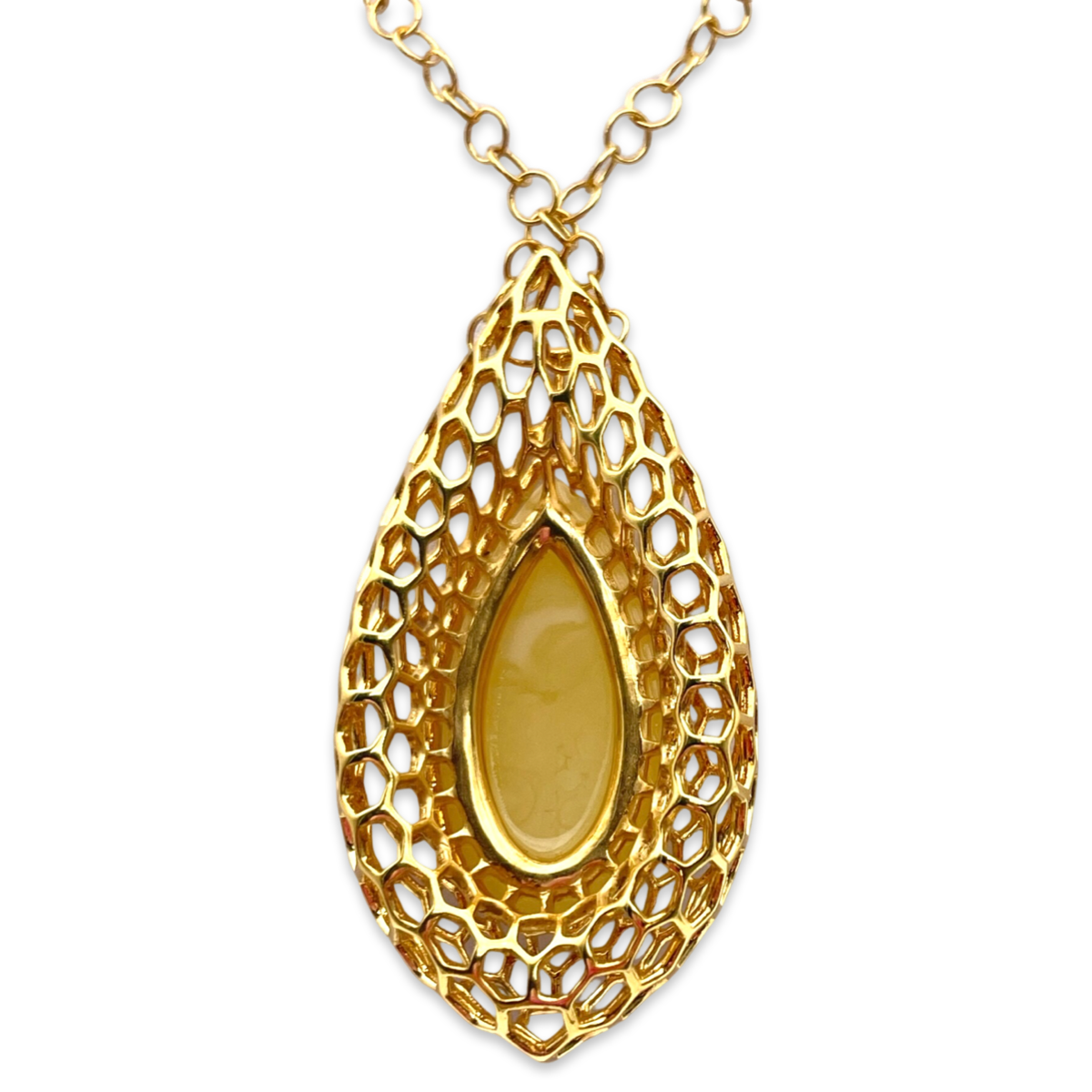 Amber gold plated necklace