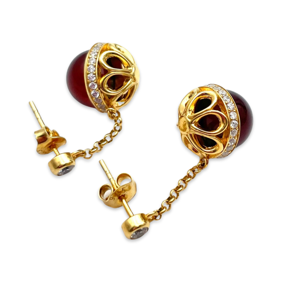 Gold plated amber earrings