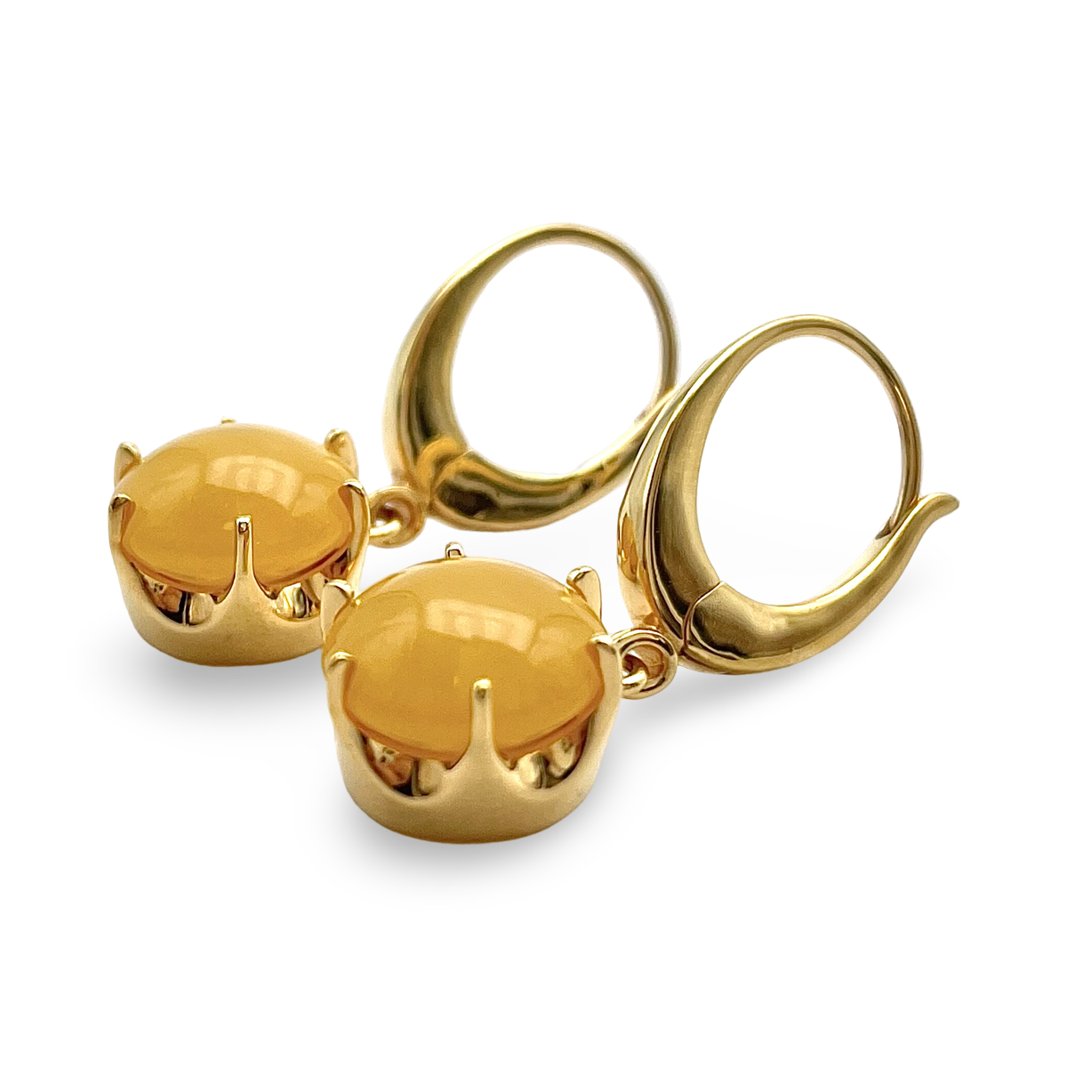 Gold plated amber earrings