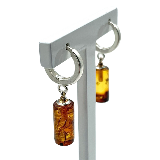 Silver amber earrings