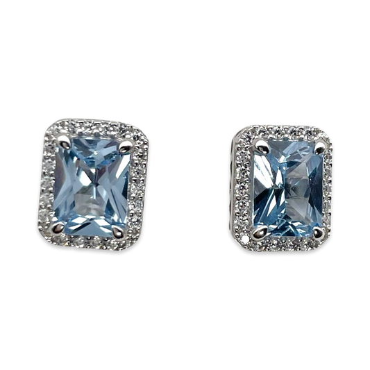 Cushion Cut Silver Earrings