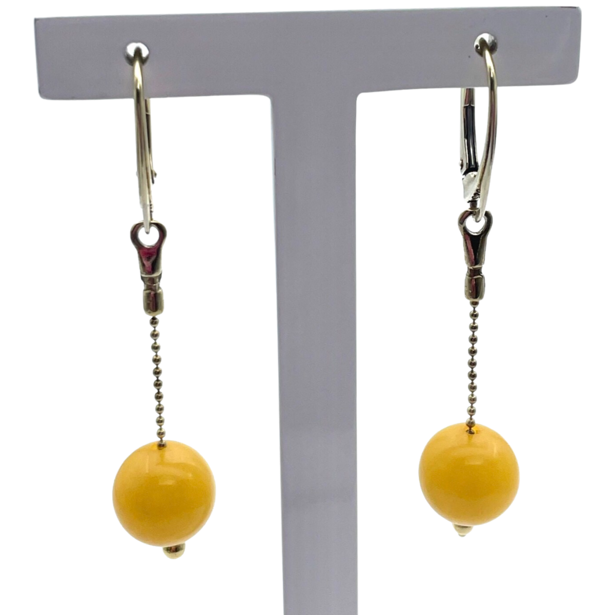 Silver earrings with amber