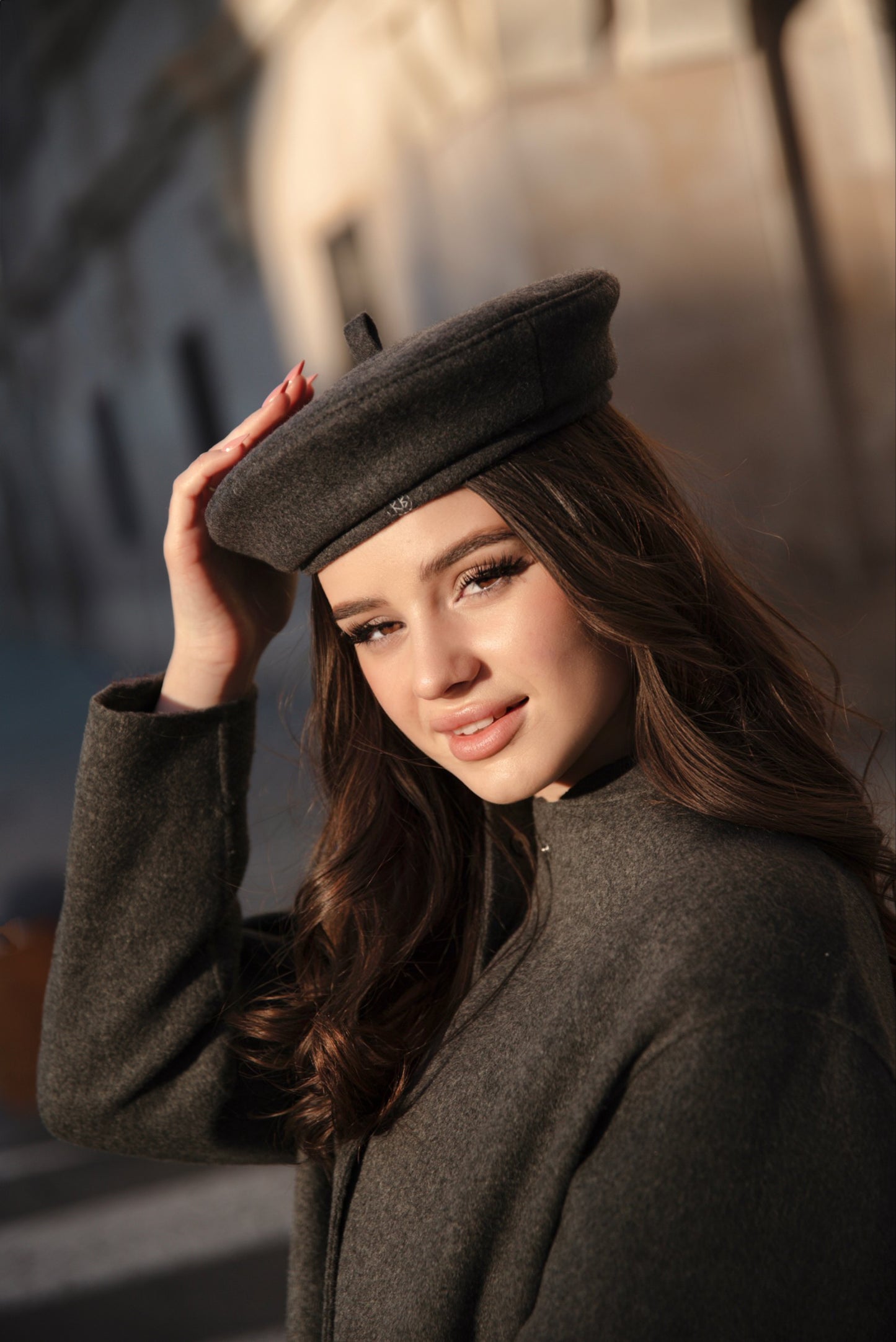 Monogram-embroidered Wool Beret