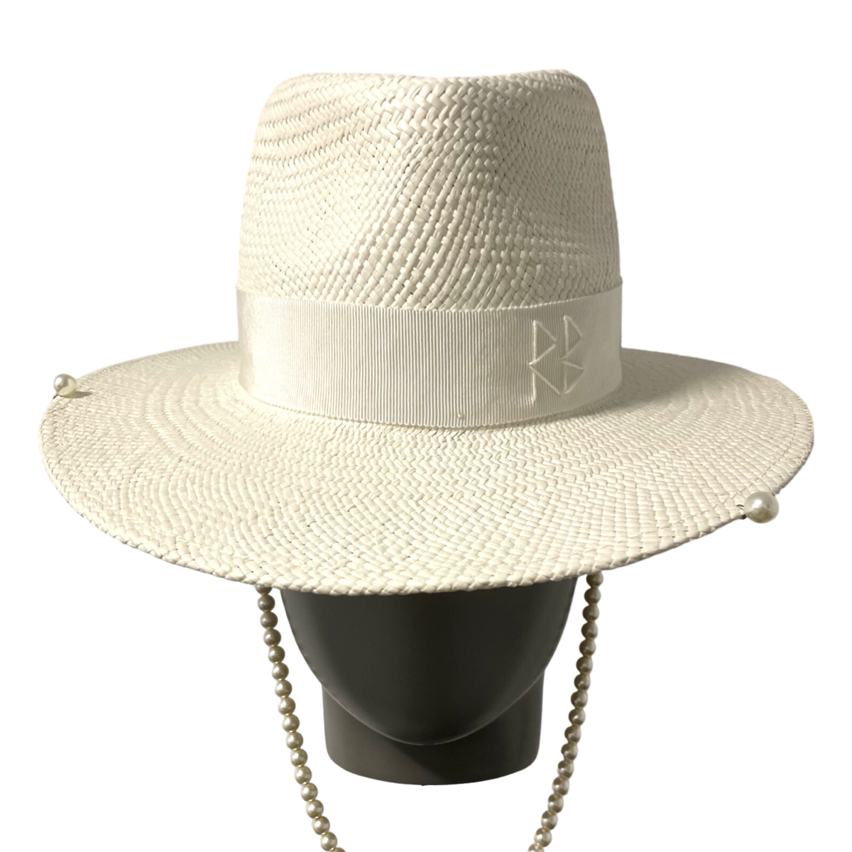 Pearl Embellished Straw Fedora Hat