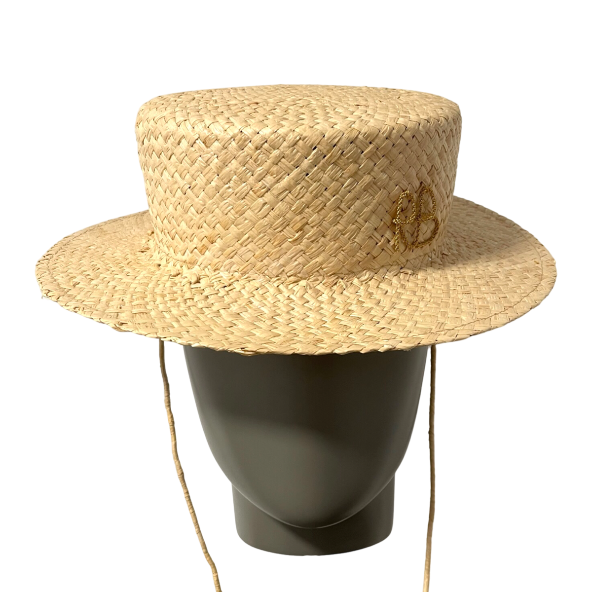 Monogram embellished Boater Hat