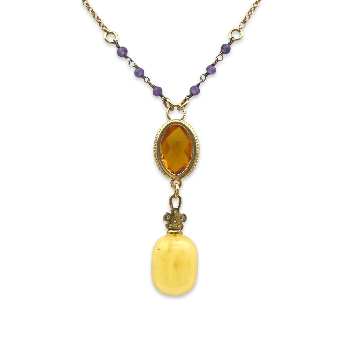 Amber gold plated necklace