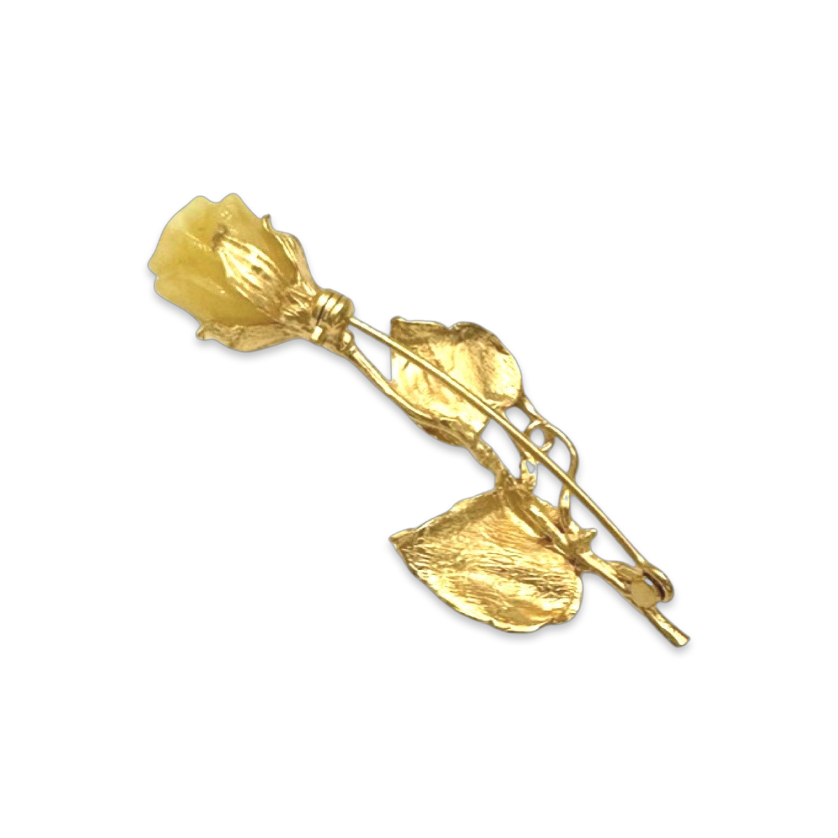 Rose brooch made of gilding and amber