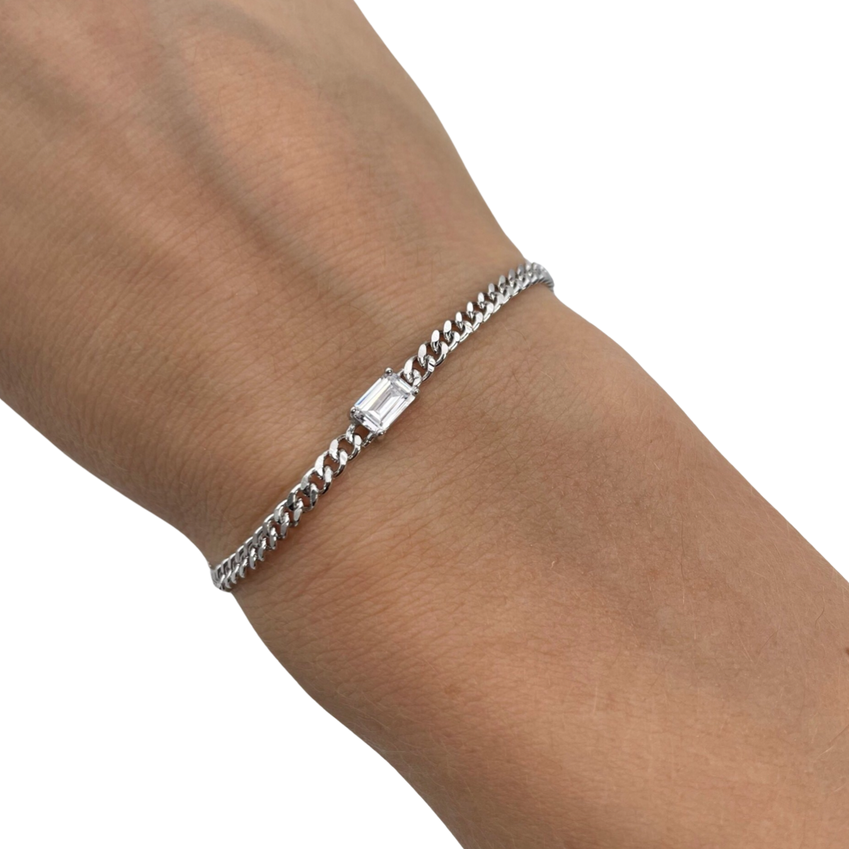 Emerald Cut Silver Bracelet