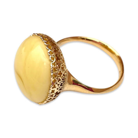 Gold plated amber ring