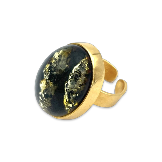 Gold plated amber ring