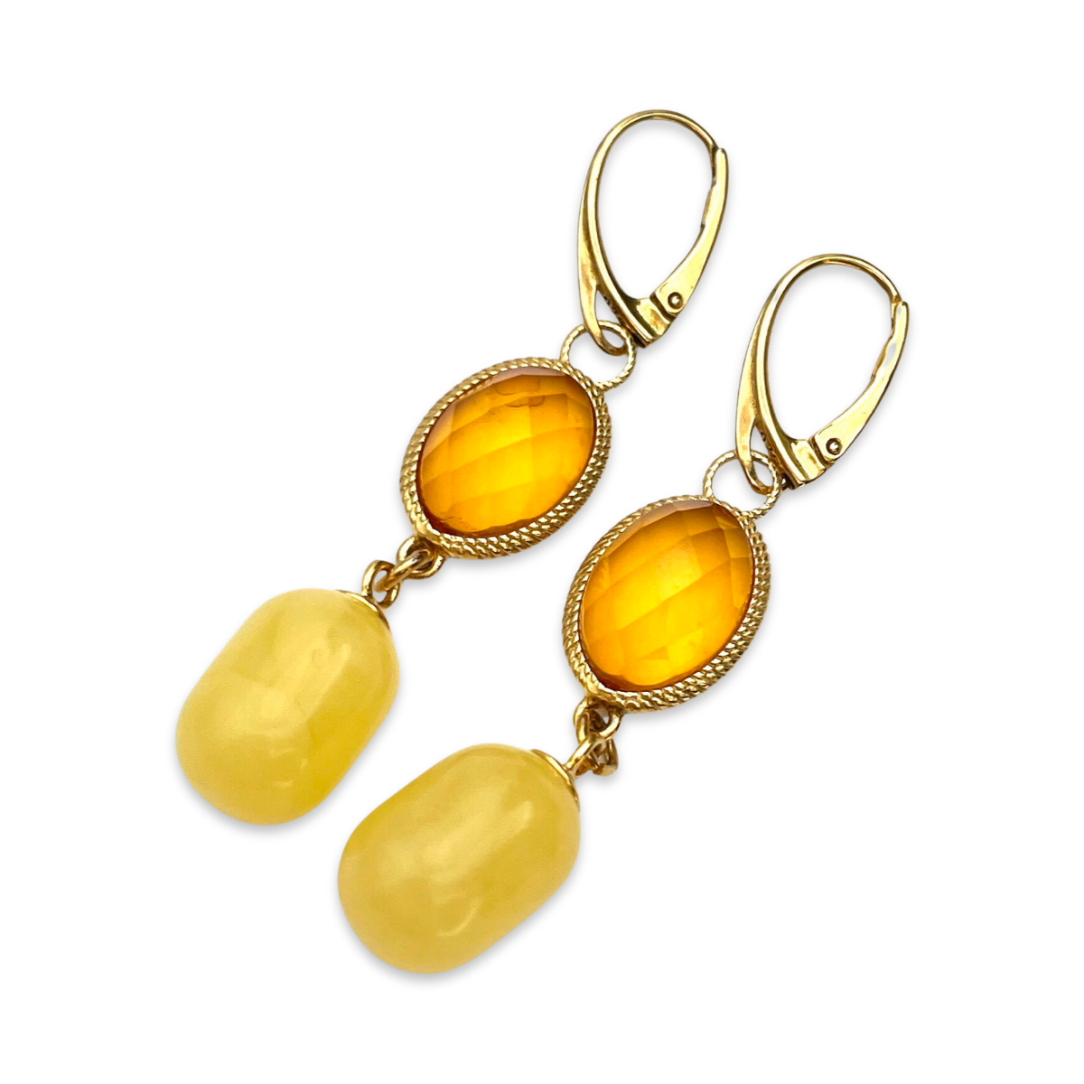 Gold plated amber earrings