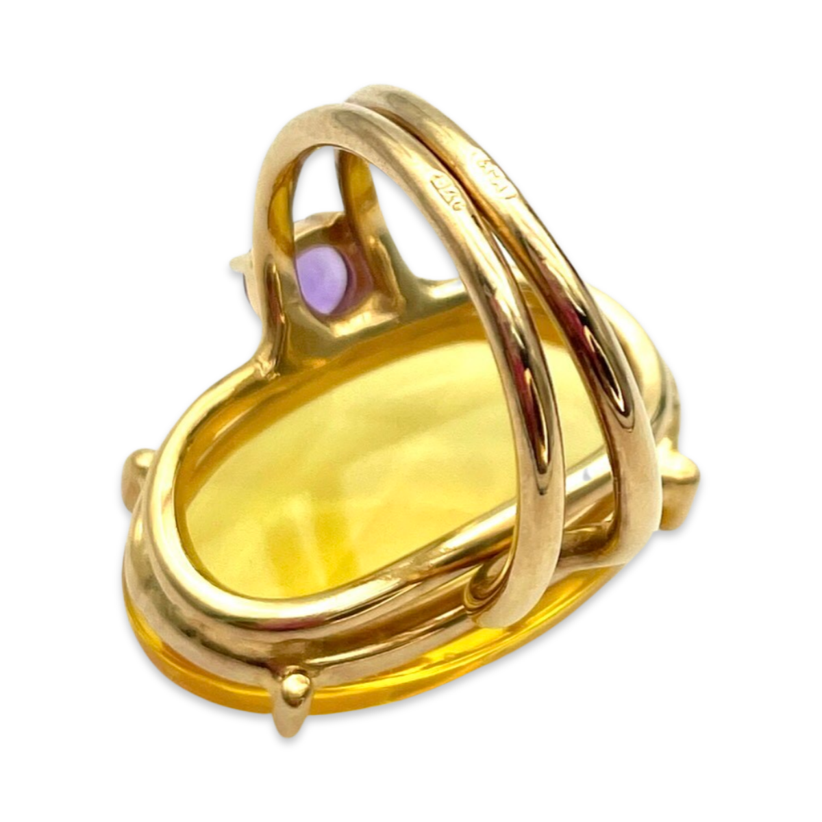 Faceted amber ring