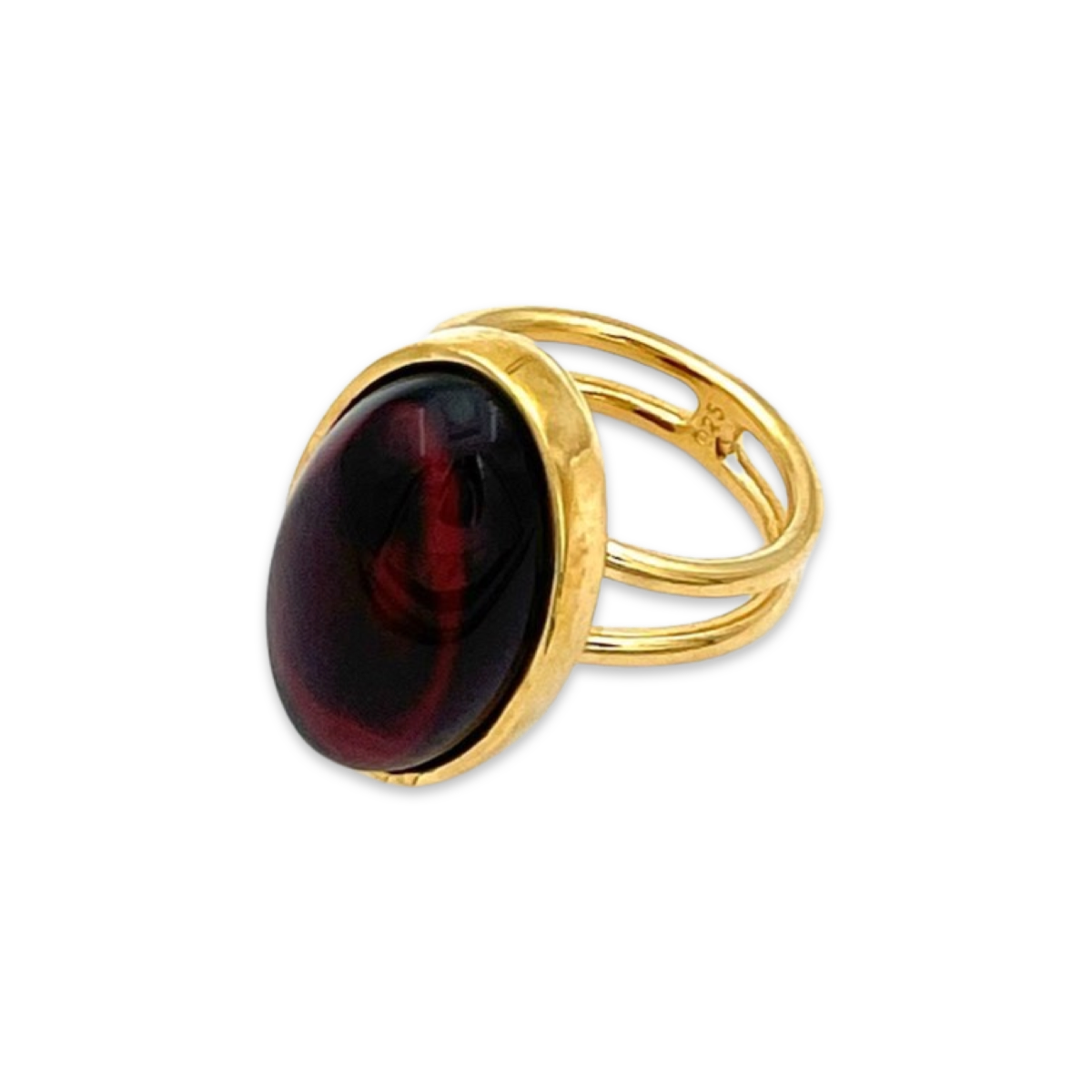 Gold plated amber ring, Small