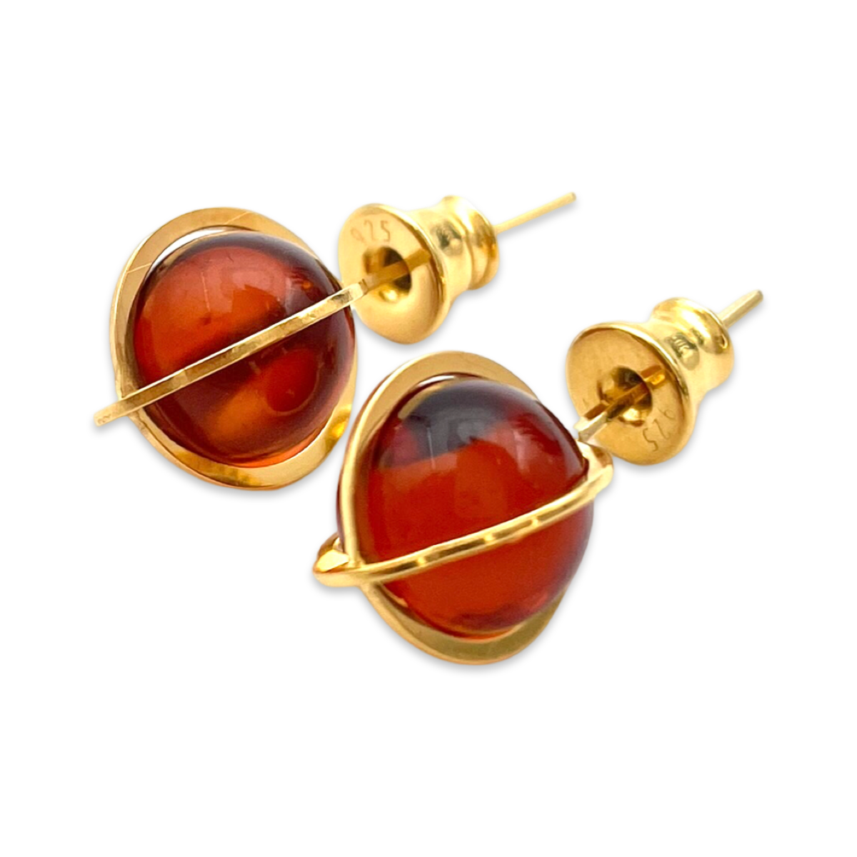 Gold plated amber earrings